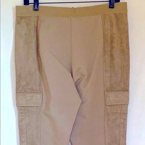 NWT BCBGMaxzria  Sexy “Wilcox” Suede Khaki Pants Size L -Orig. $198